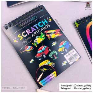 دفتر جادویی Scratch Unicorn Space طرح یونیکورن و وسائل نقلیه